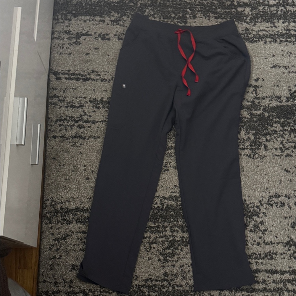 Women’s XL GREY Scrub Pants with Red Drawstring